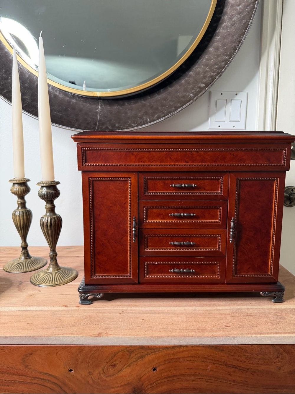 Wood Finish Jewelry Organizer Chest - Brown